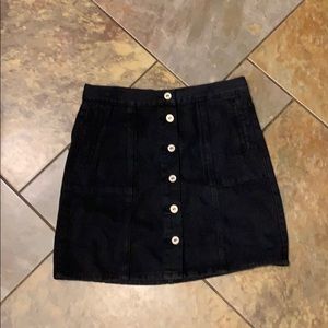 Umgee Womens 28" Black Denim Midi Skirt